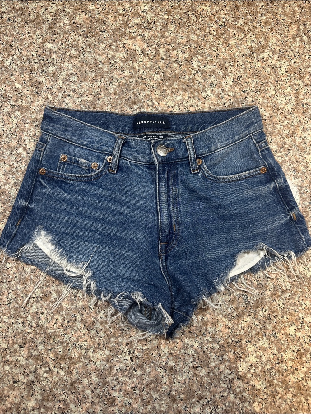 Aeropostale Women's Blue Distressed Denim Cutoff Shorts